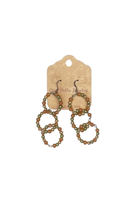 Beaded Triple Hoop Earrings