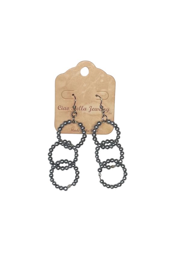 Beaded Triple Hoop Earrings