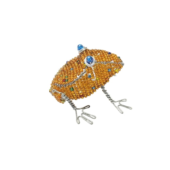Beaded Wire Animal Frog 5 inches Orange