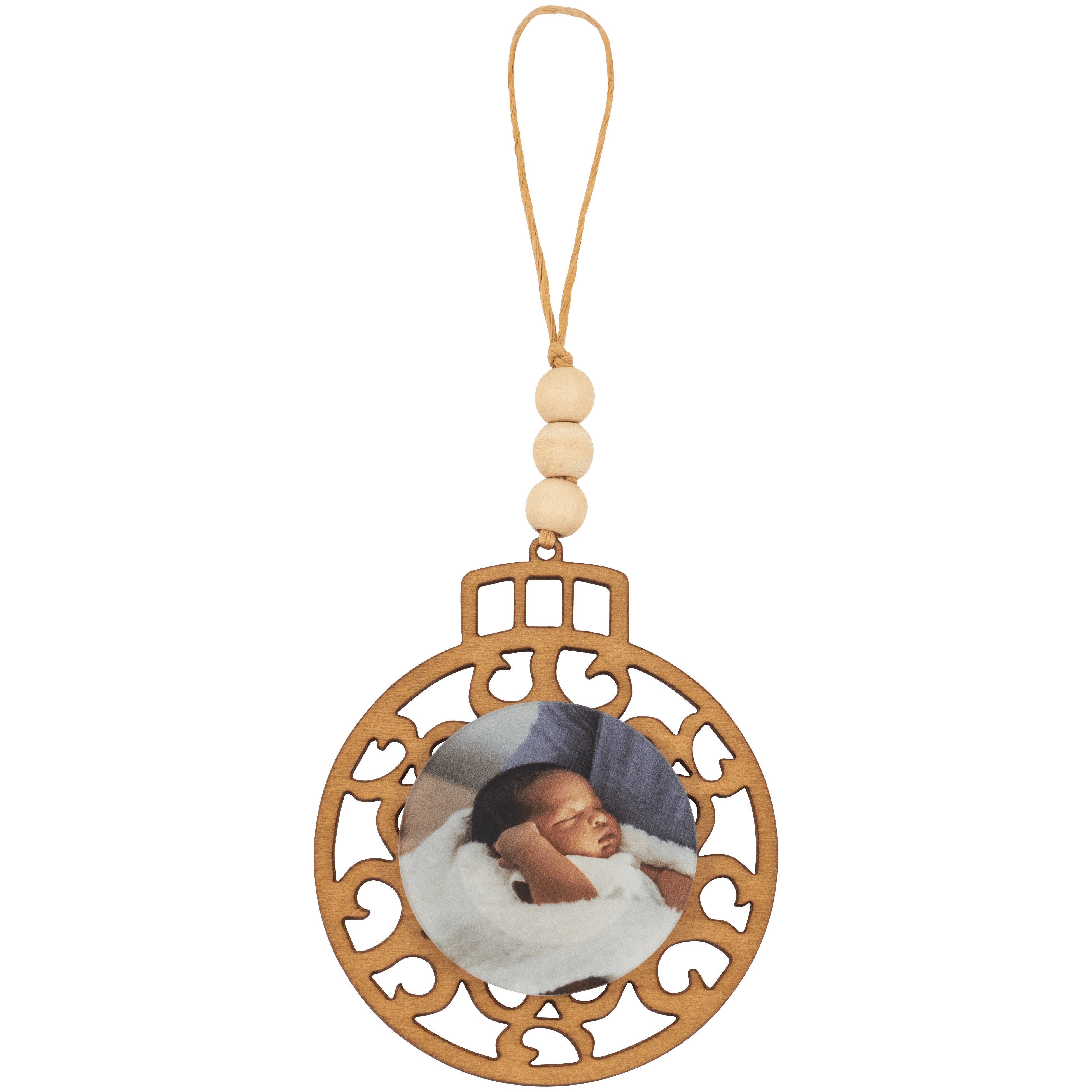 Beaded Wood and Acrylic Ornament