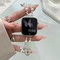 thumbnail image 1 of Beaded Wristband Compatible with Apple Watch Band 38mm 40mm 41mm ,Cuban Chain Metal Band with Pretty Pendants for iWatch Series 9 8 7 6 5 4 3 2 1 SE Charms for Women,A, 1 of 7