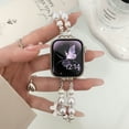 thumbnail image 1 of Beaded Wristband Compatible with Apple Watch Band 38mm 40mm 41mm ,Cuban Chain Metal Band with Pretty Pendants for iWatch Series 9 8 7 6 5 4 3 2 1 SE Charms for Women,B, 1 of 7