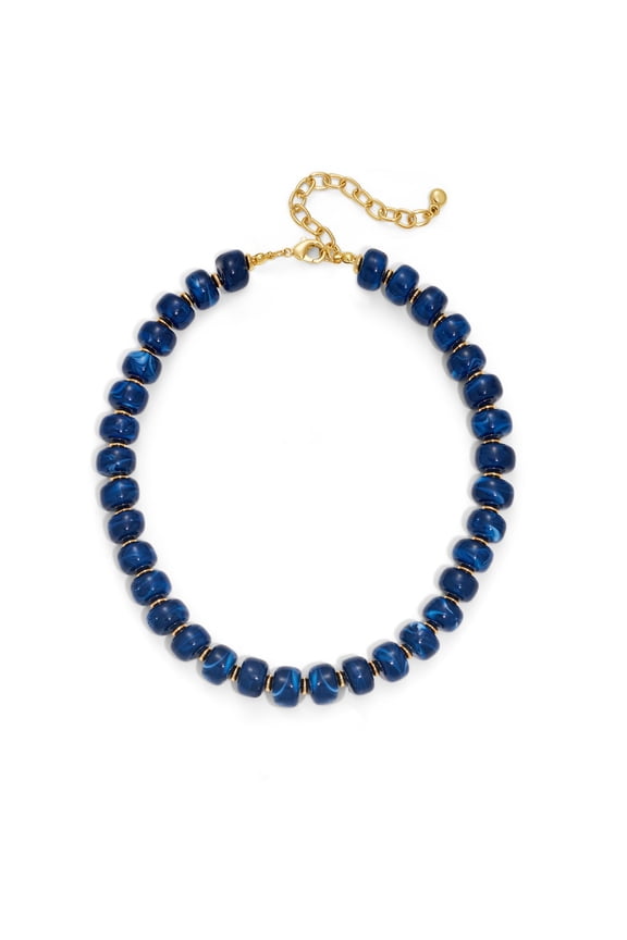 Beaded Necklace for Women Boho Resin Chunky Necklace for Women Minimalistic Modern Statement Necklace Big Bead Necklace Fashion Trendy Summer Necklaces Jewelry Gift (Blue-Beaded)