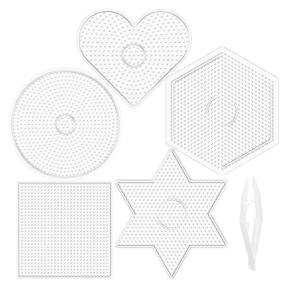 Beading Board - Beading Peg Board,Clear Plastic Peg Board Kit for Kids and Adults - Square, Circle, Heart, Star, Hexagon Plastic As Shown,1set * perler beads boards