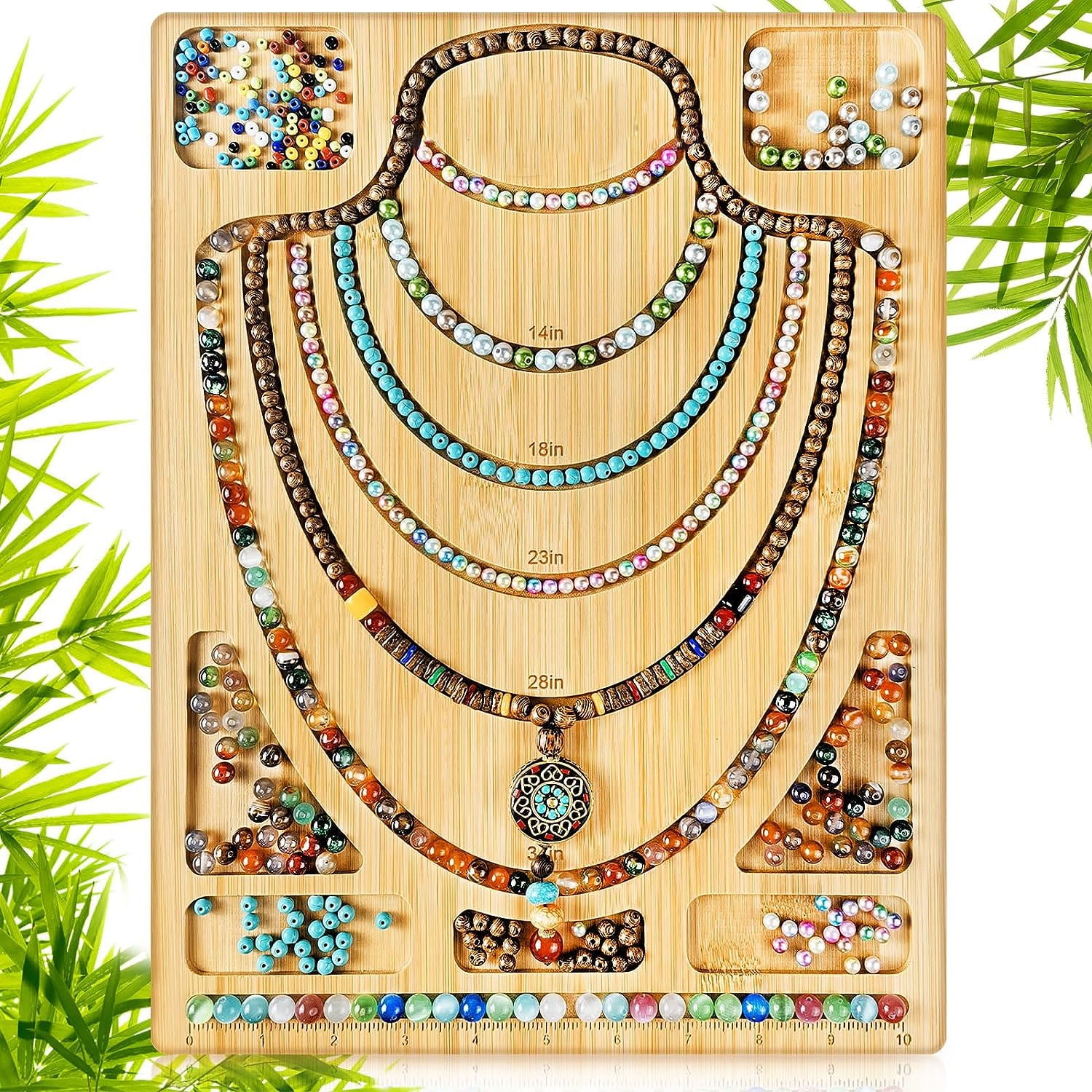 Beading Board for Jewelry Making, Bamboo Beading Tray, Jewelry Necklace  Design Pad for Bracelet Making 14.96 x 11.02 x 0.47 inches 