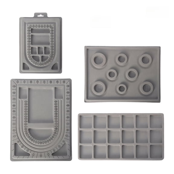 Beading Boards 4 Pack, Gray Jewelry Design Tray for Bracelet Necklace Making