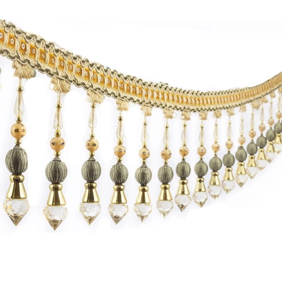 Beading Fringe Trimming Long Beads Tassel Curtain Trim Ribbon Trim for Cover Decorative 3yards