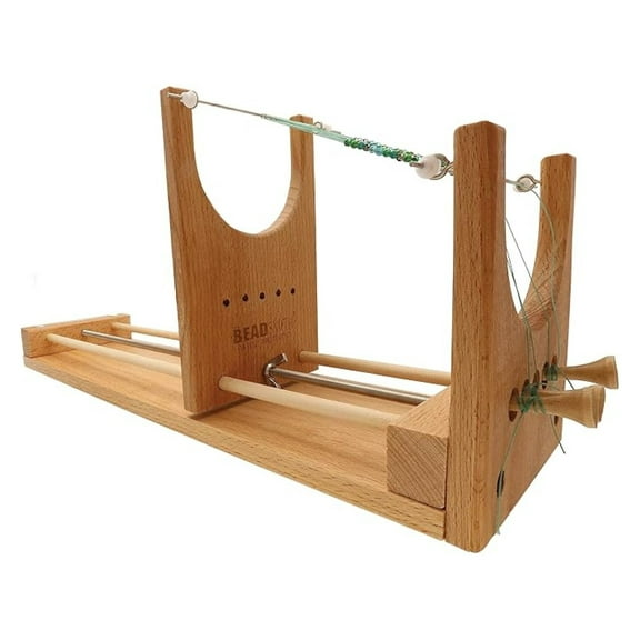 Beading Loom Kit - Two-Warp Weaving Loom for Jewelry Making - Wooden Loom with Illustrated Guide - Easy Assembly for Necklaces & Bracelets - 13.5 x 3.75 x 4.5 Inches