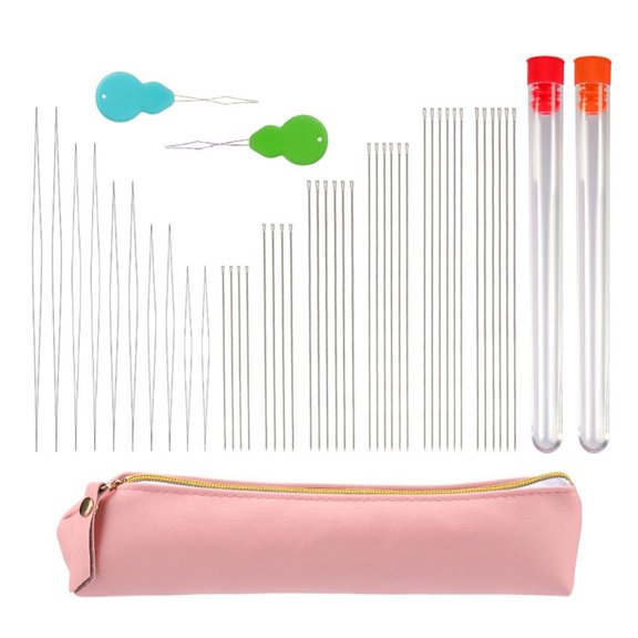 Beading Needle Set with Needle Bottle, Thimble, Threader, Bead Cord, Storage Case, for Bracelets Necklace Jewelry Making