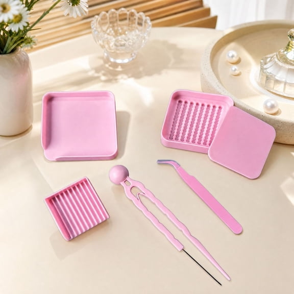 Beading Tool Kit, Bead Sorting, Plastic, for DIY Bead Crafts and Pixel Art, Grooved Trays with Two Tweezer Styles, Multi-Piece Craft Set
