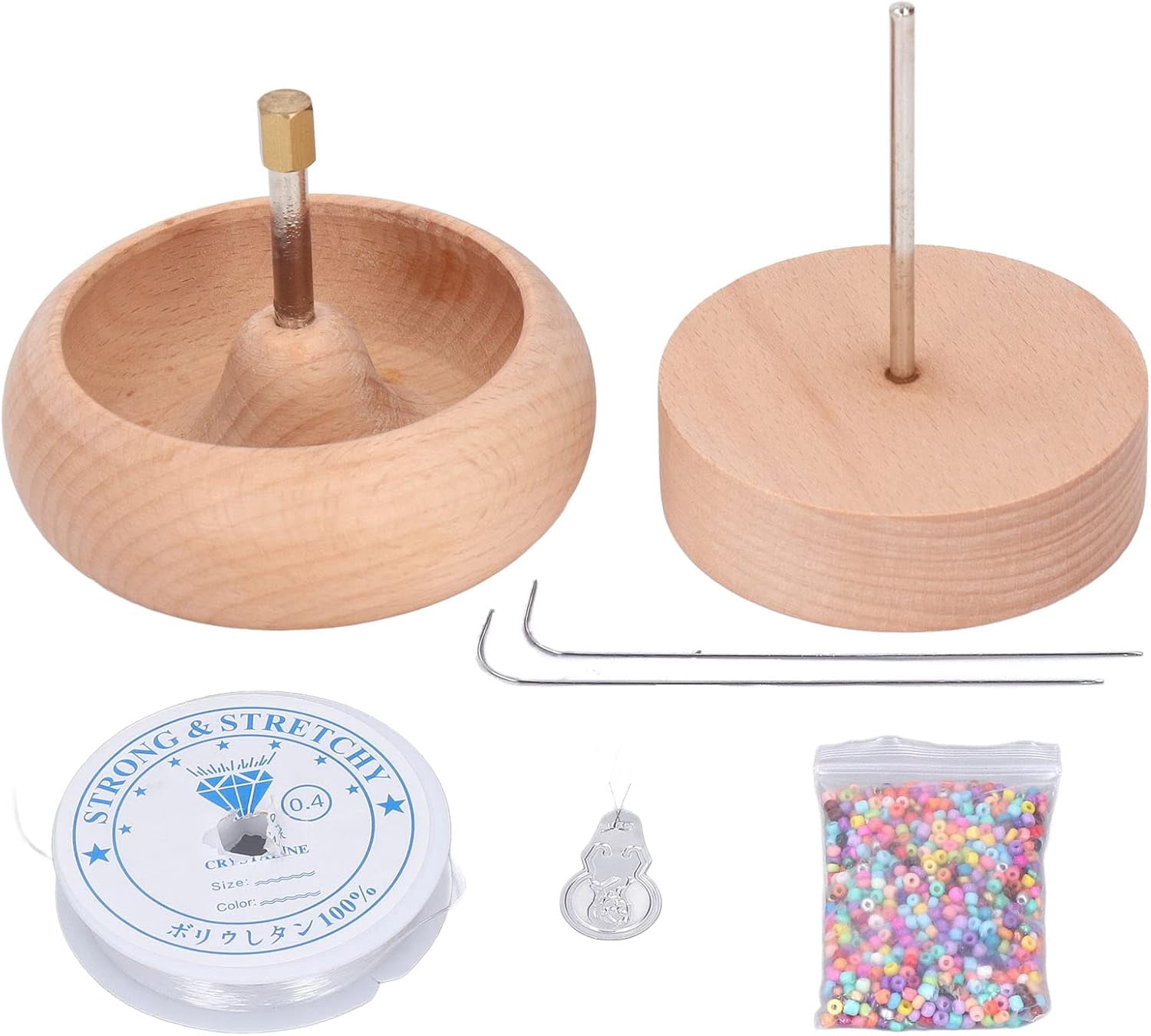 Beading Turning Bowl 10cm Wooden Bead Spinner for Jewelry Making with Quick and Easy Beading Tool Suitable for Beginners and Professionals for Bracelets Necklaces Crafting