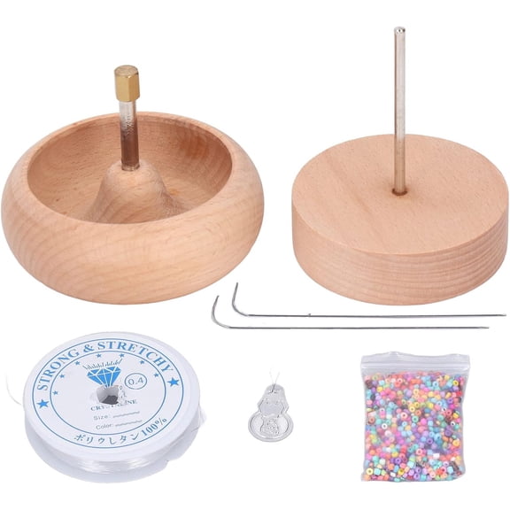 Beading Turning Bowl 10cm Wooden Bead Spinner for Jewelry Making with Quick and Easy Beading Tool Suitable for Beginners and Professionals for Bracelets Necklaces Crafting