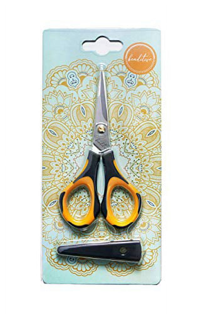 Beaditive Precision Craft Scissors - Stainless Steel Paper Crafting  Scissors With Safety Cap - Ultra Sharp Blades & Non-Slip TPR Handles -  Adult & Kid