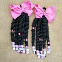 2pcs STHair Twist Dreadlock Ponytails with Beads and Bows, Glueless, Sassy Theme, Coily Hair Type, Black, for Girls, Casual Party and School Hair Accessories