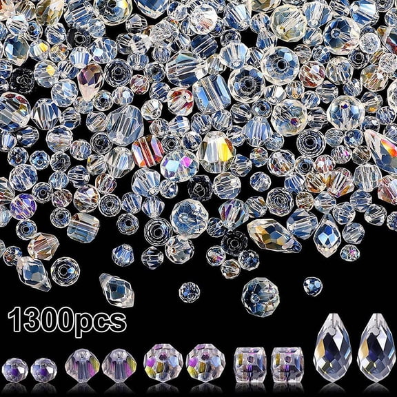 Beads Crystal Beads Glass Beads Clear Assorted Beads Gemstone Making U9J3