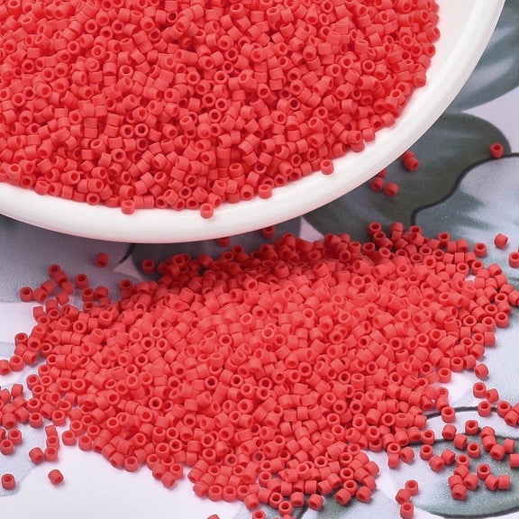 Beads Cylinder Japanese Seed Beads 11/0 (DB0757) Matte Opaque Vermillion Red 1.3x1.6mm Hole: 0.8mm 2000pcs/10g