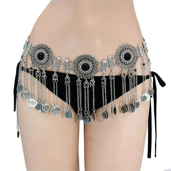 Beads Flower Coins Long Tassel Waist Belly Chains Vintage Dance Belts Gypsy Body Jewelry