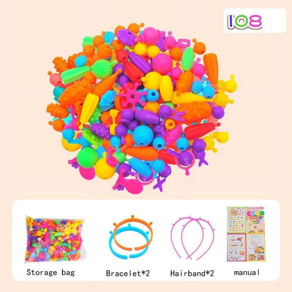 Beads For KidsJewelry Making, Snap Beads Educational Toys, Reusable Pops Beads Set For Bracelets Necklaces Rings Handmade Crafts