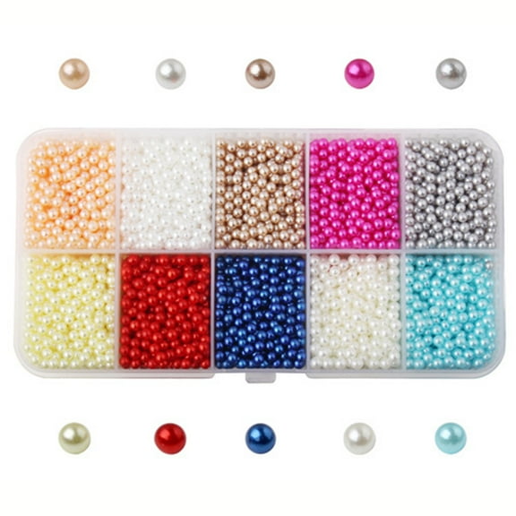 Beads for Jewelry Making, Beads for Bracelets, Round Faux Pearls, Multicolor Small Pearl Filler Beads, DIY Crafts Beads, 1 Box of Round Beads (3mm Ten Color Set)