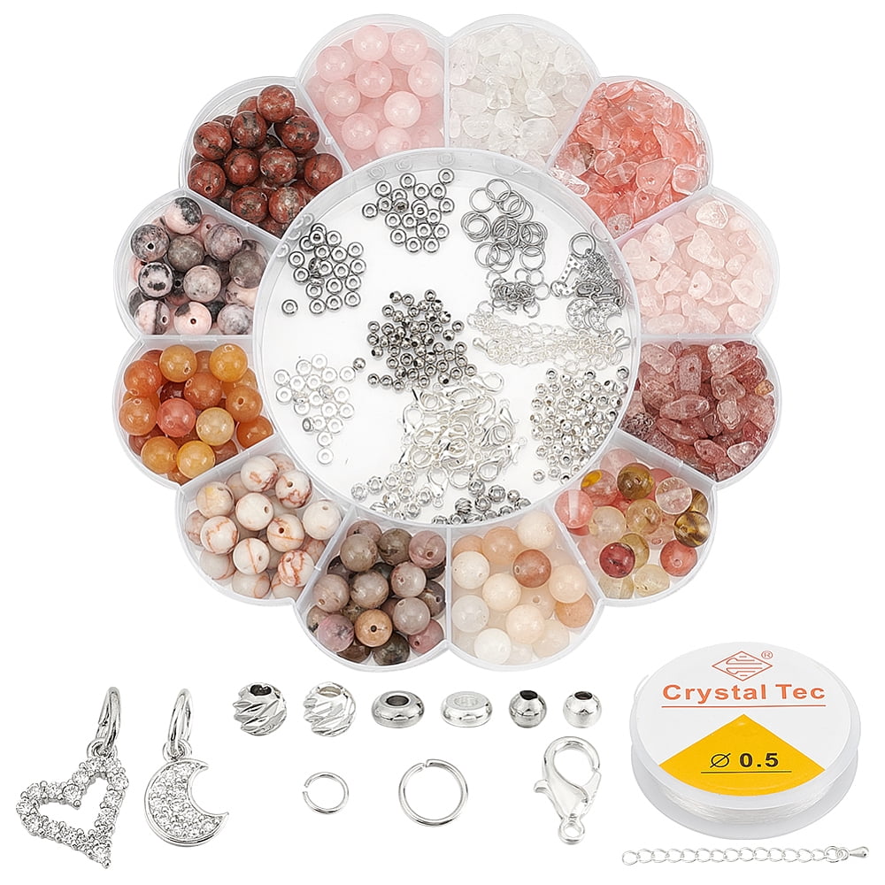 Beads Jewelry Making Kit Natural Stone Bracelet Making Kit Women Handicraft Necklace Pendant Charms Making All Materials Set DIY Handmade Gemstone