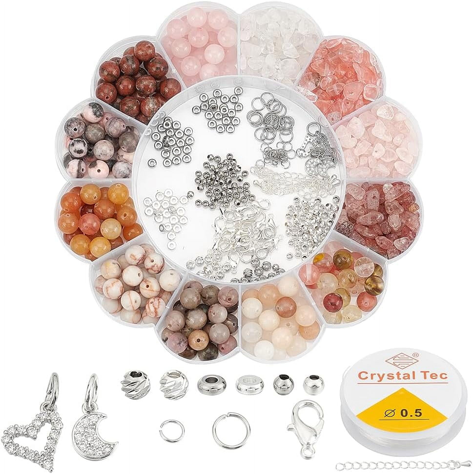 Beads Jewelry Making Kit Natural Stone Bracelet Making Kit Women Handicraft Necklace Pendant Charms Making All Materials Set DIY Handmade Gemstone Jewelry Finding Supplies Colorful