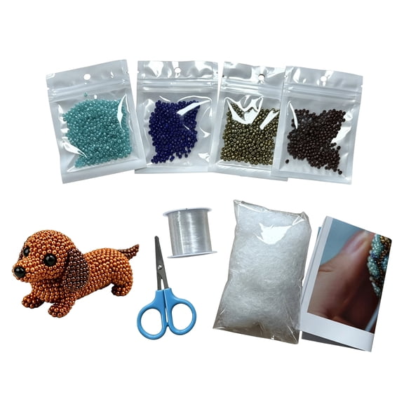 Beads for Jewelry Making, Seed Beads for Jewelry Making, Bead Animal Making Kit, Craft Supplies & Materials, Small Beaded Puppy Dog Art Craft Set 4.5X3.5 In, All-Inclusive Kit