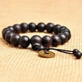 thumbnail image 1 of Beads Natural Sandalwood Buddhist Buddha Wood Prayer Beaded Knot Black Ebony Unisex Men Bracelets & Bangles For Women E0A8, 1 of 7