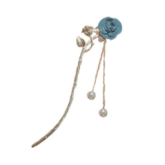 Beads Tassel Arc Design Non-Slip Hair Stick Women Cute Rose Flower Decor Hair Fork Costume Accessories