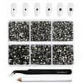 thumbnail image 1 of Beadsland 4300pcs Flatback Rhinestones kit for Crafts mixed 6 Sizes，SS6-SS20, blackdiamond, 1 of 5
