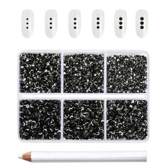 Beadsland 7200pcs Flatback Black Rhinestones for Crafts, 6 Sizes , SS3-SS10,Black