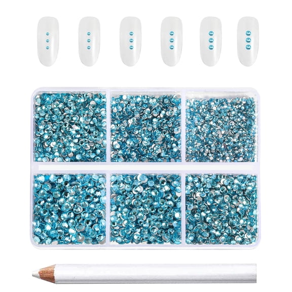 Beadsland 7200pcs Flatback Blue Rhinestones for Crafts, 6 Sizes , SS3-SS10,Aquamarine