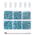 thumbnail image 1 of Beadsland 7200pcs Flatback Blue Rhinestones for Crafts, 6 Sizes , SS3-SS10,Aquamarine, 1 of 4