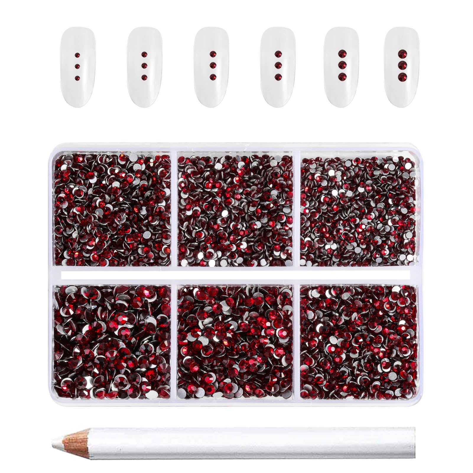 Beadsland 7200pcs Flatback Dark Red Rhinestones for Crafts, 6 Sizes ...