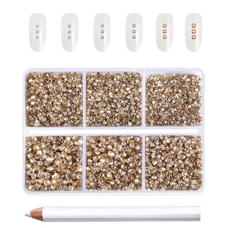 Beadsland 7200pcs Flatback Gold Rhinestones for Crafts, 6 Sizes , SS3-SS10,Golden