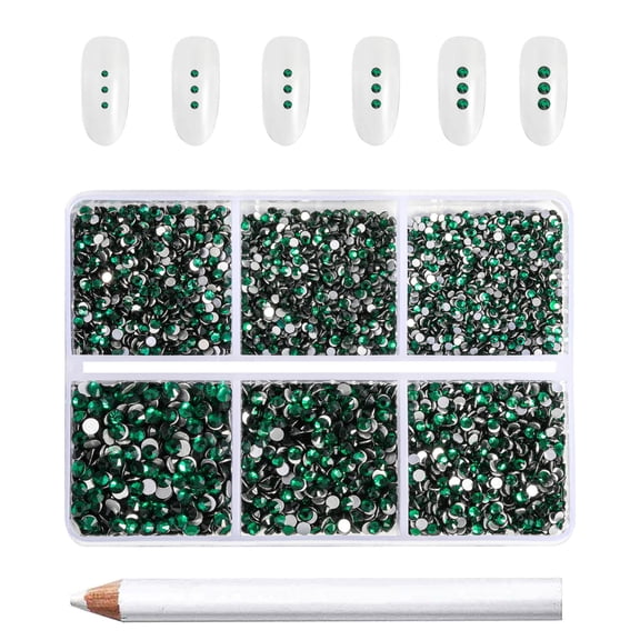 Beadsland 7200pcs Flatback Green Rhinestones for Crafts, 6 Sizes , SS3-SS10,Emerald