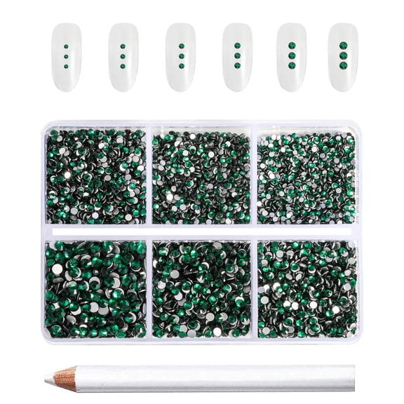 Beadsland 7200pcs Flatback Green Rhinestones for Crafts, 6 Sizes , SS3-SS10,Emerald