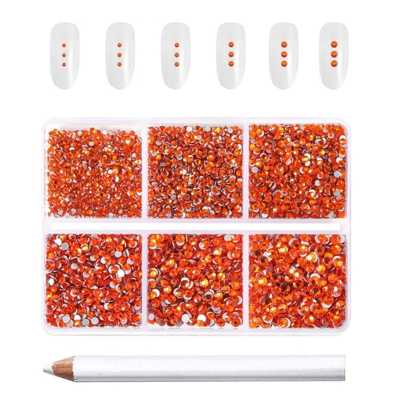 Beadsland 7200pcs Flatback Orange Rhinestones for Crafts, 6 Sizes , SS3-SS10,Orange