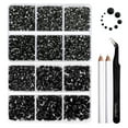 thumbnail image 1 of Beadsland 8300PCS Flatback Rhinestones 10 Sizes with Wax Pencil and Tweezer Kit, SS3-SS30, Jet Black, 1 of 4