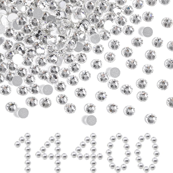 Beadsland Flatback Clear Rhinestones Bulk for Nail Art, 14400pcs, Crystal, SS10, 2.7-2.9mm