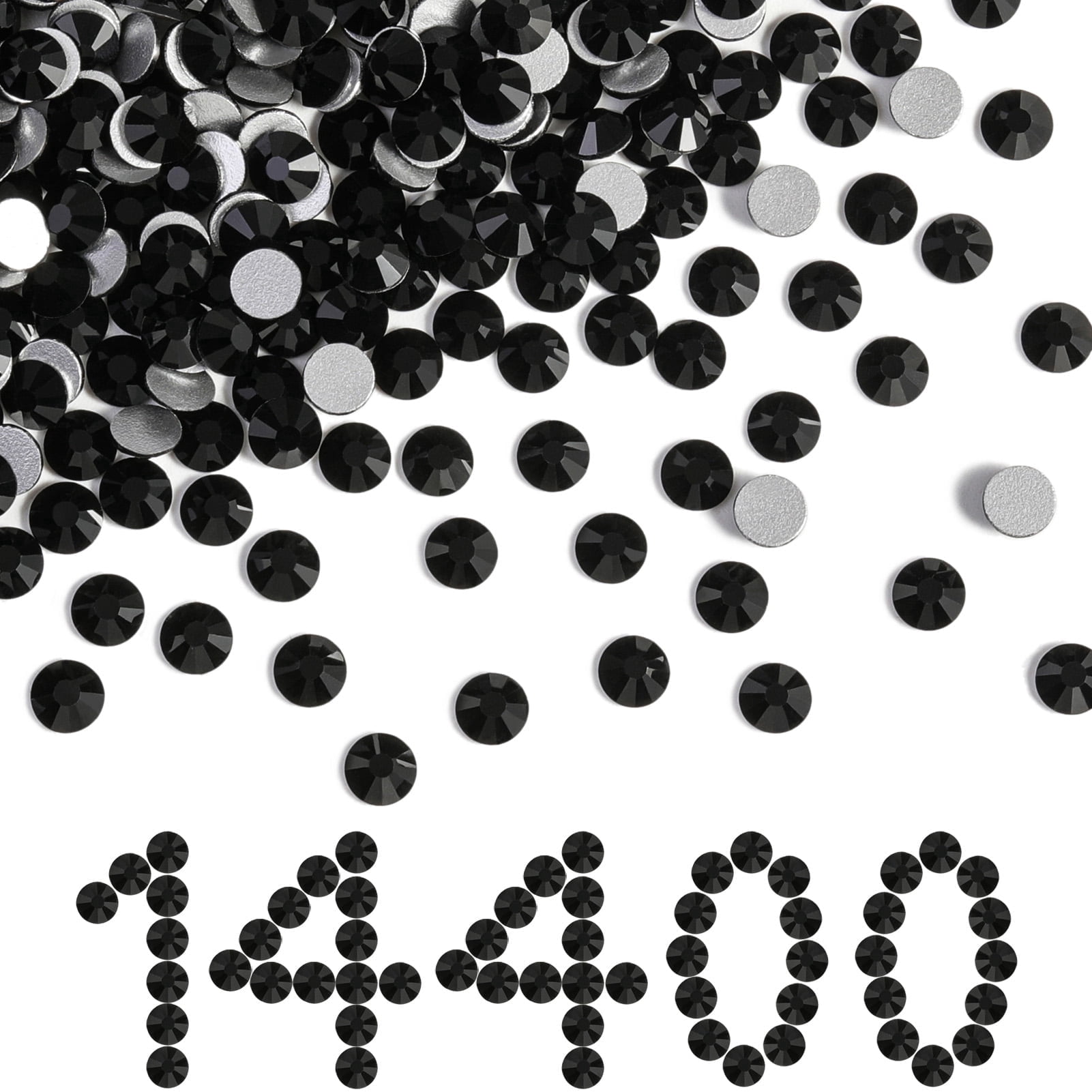 Beadsland Flatback Rhinestones Bulk,14400pcs, Black, SS20, 4.6-4.8mm