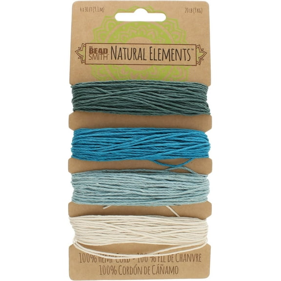 The Beadsmith 100% Hemp Cord – Aqua Colors – 1mm, 30 Foot Spool, 20LB Test Strength – Twine For Jewelry Making, Macrame, Paper Crafts, Gardening, Scrapbooking, Home Décor, DIY String Art & More