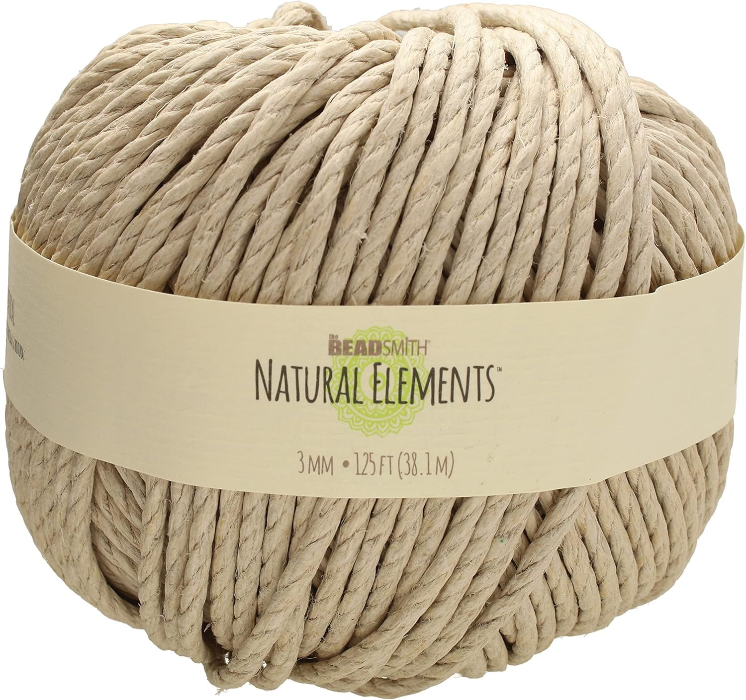 The Beadsmith 100% Hemp Cord - Natural Color – 3mm, 125 Foot Spool, 170LB Test Strength – Twine For Jewelry Making, Macrame, Paper Crafts, Gardening, Scrapbooking, Home Décor, DIY String Art & More