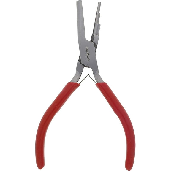 The Beadsmith 3-Step Round/Concave (Hollow) Pliers - Creates 3-4-5mm Loops  Wire Looping and Wire Bending Plier  6 inches  Steel Head & Double Leaf Springs  Tool for Jewelry Making