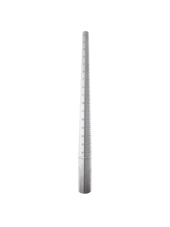 Aluminum Ring Stick Sizer with Handle Grooved & Marked Quarter Increments in U.S. Standard Sizes: 2-15 Tool for Enlarging, Forming and Shaping Rings