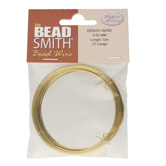 The Beadsmith The Beadsmith Professional German Jewelry Wire 0.6mm Diameter, 22 Gauge, 10 Meter Coil 100% Brass Beading Wire Used to Jewelry Making