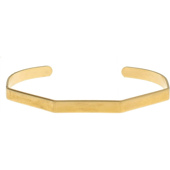 The Beadsmith Bracelet Cuff with Bends Made of Raw Brass Adjustable, Open Bangle for Men and Women - Flat Style, 5-Inch Wide Minimalist Design Jewelry Can Be DIY Custom Designed