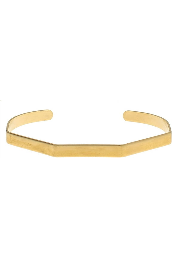 Bracelet Cuff with Bends  Made of Raw Brass  Adjustable, Open Bangle for Men and Women - Flat Style, 5-Inch Wide  Minimalist Design Jewelry  Can Be DIY Custom Designed