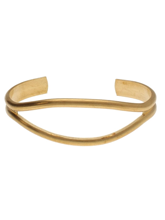 Bracelet Cuff Made of Raw Brass Adjustable, Open Bangle for Men and Women Eye Outline Style.75-Inch Wide Minimalist Design Jewelry Can Be DIY Custom Designed