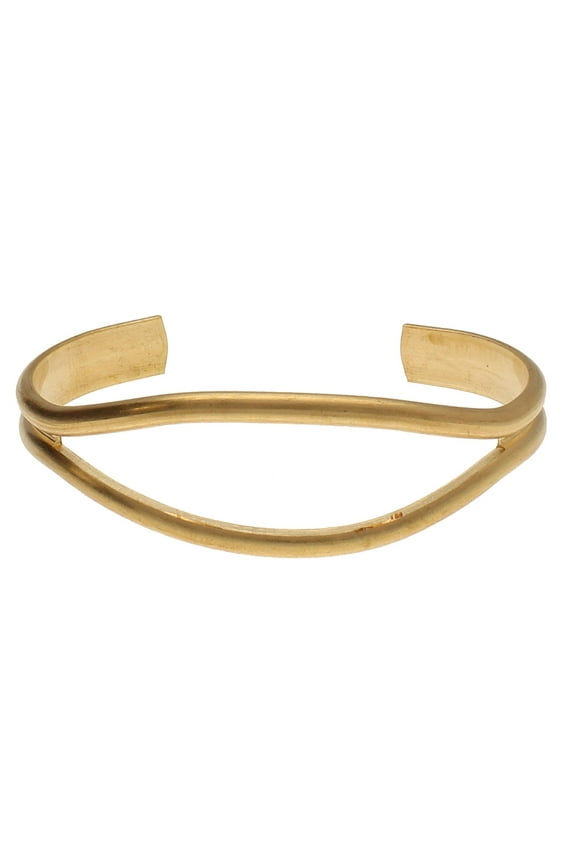 Bracelet Cuff Made of Raw Brass Adjustable, Open Bangle for Men and Women Eye Outline Style.75-Inch Wide Minimalist Design Jewelry Can Be DIY Custom Designed