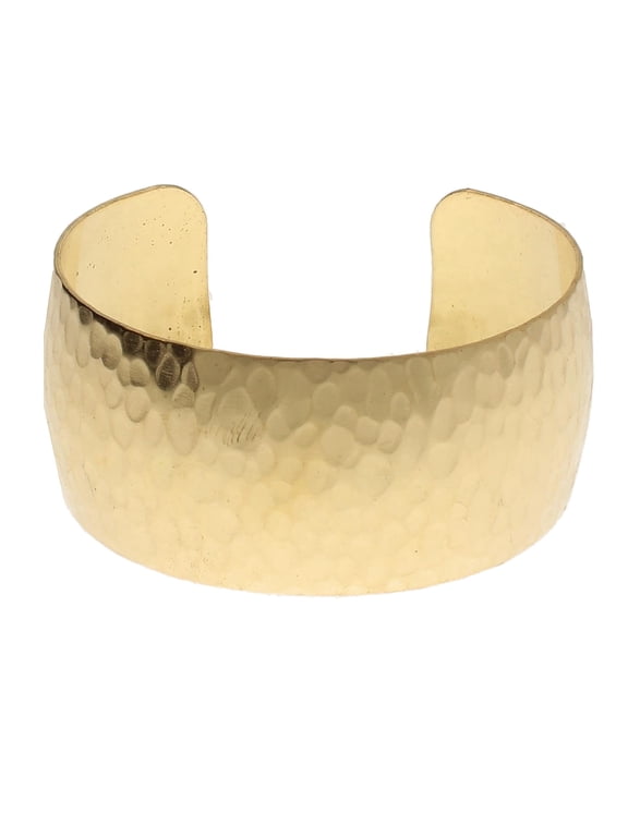 Bracelet Cuff Made of Raw Brass Adjustable, Open Bangle for Men and Women Hammered/Domed Style, 1-Inch Wide Minimalist Design Jewelry Can Be DIY Custom Designed